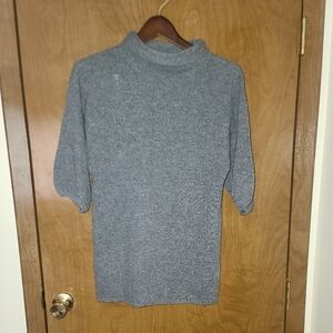 ANN Taylor Gray Puff Sleeve Mock Neck Sweater m